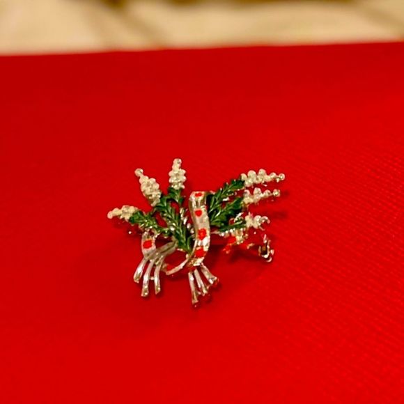Vintage Hand Painted Enamel Scottish White Heather Brooch Signed ‘Exquisite’ - Picture 5 of 12